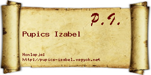 Pupics Izabel névjegykártya
